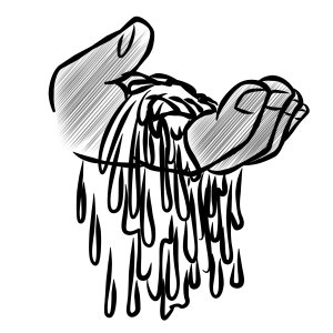 Käsi josta valuu vettä Kaste