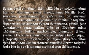 Raamatunkohta: Herran henki on minun ylläni... Jesajan kirja 61:1-3
